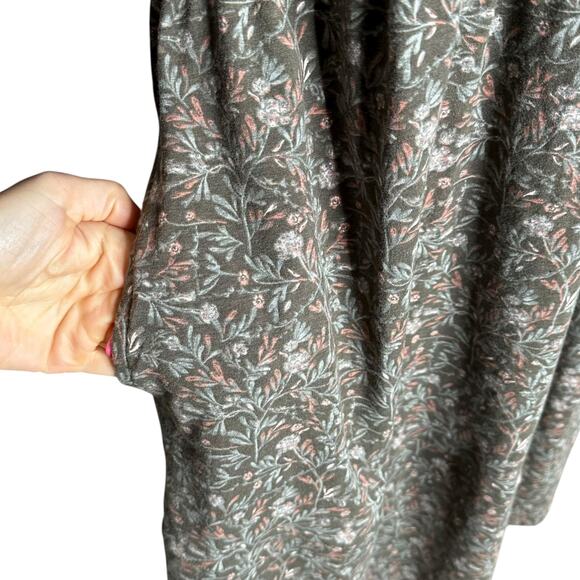 PACT Gray Dainty Floral A-Line Midi Dress Women's Size Medium Organic Cotton - Picture 4 of 7